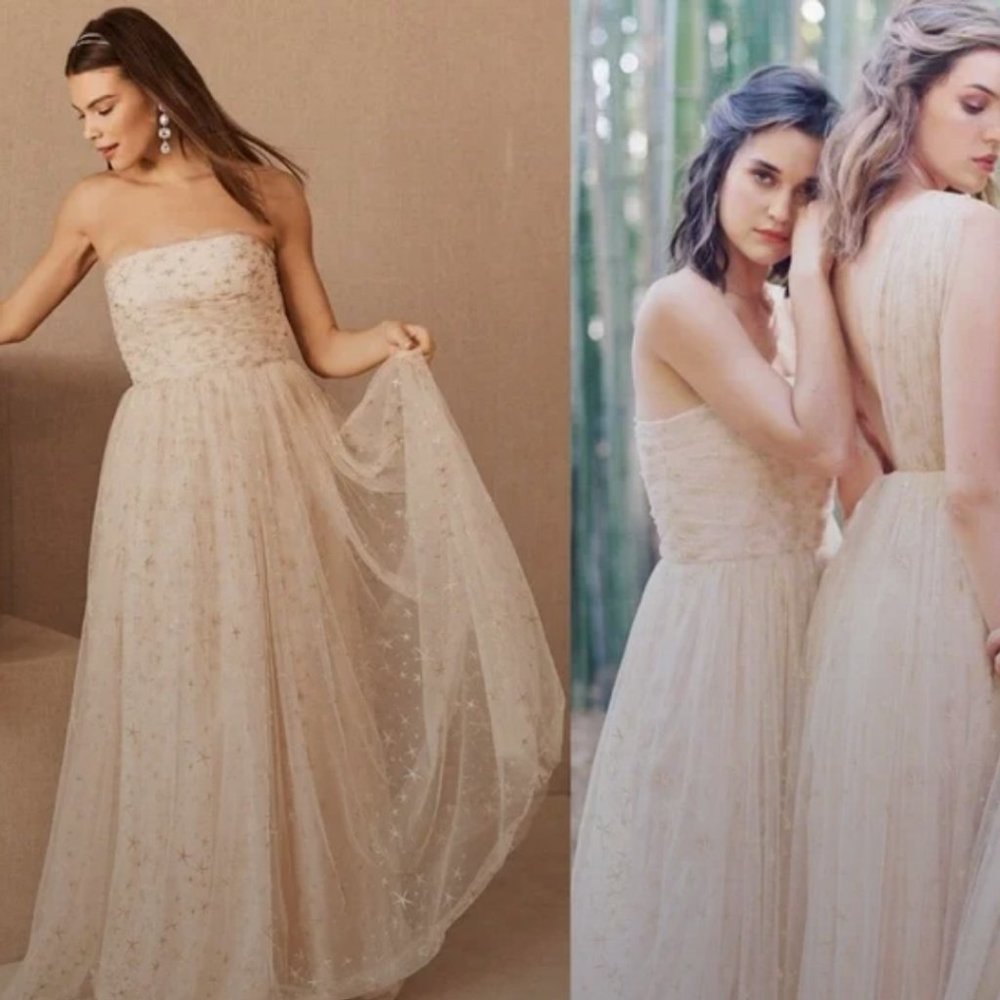 BHLDN Joanna August Brenda Star Tulle Champagne